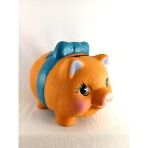 Vintage Earthenware Terra Cotta Piggy Savings Bank Four Star International 1994